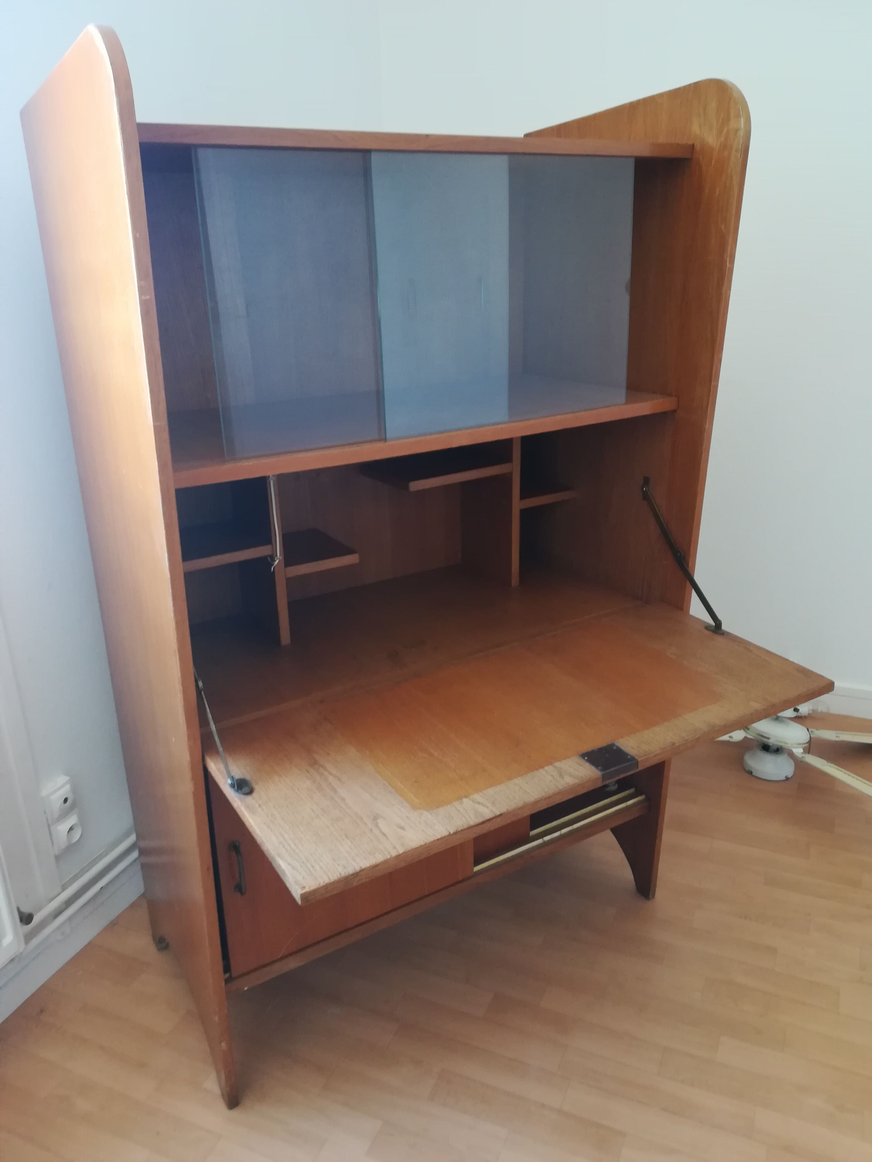 Scandinavian vintage design secretary with window and closet