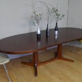 American walnut oval dining table with 2 60s extensions