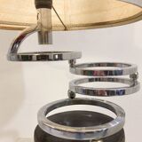 Table lamp in metal and leather, mid-20th century