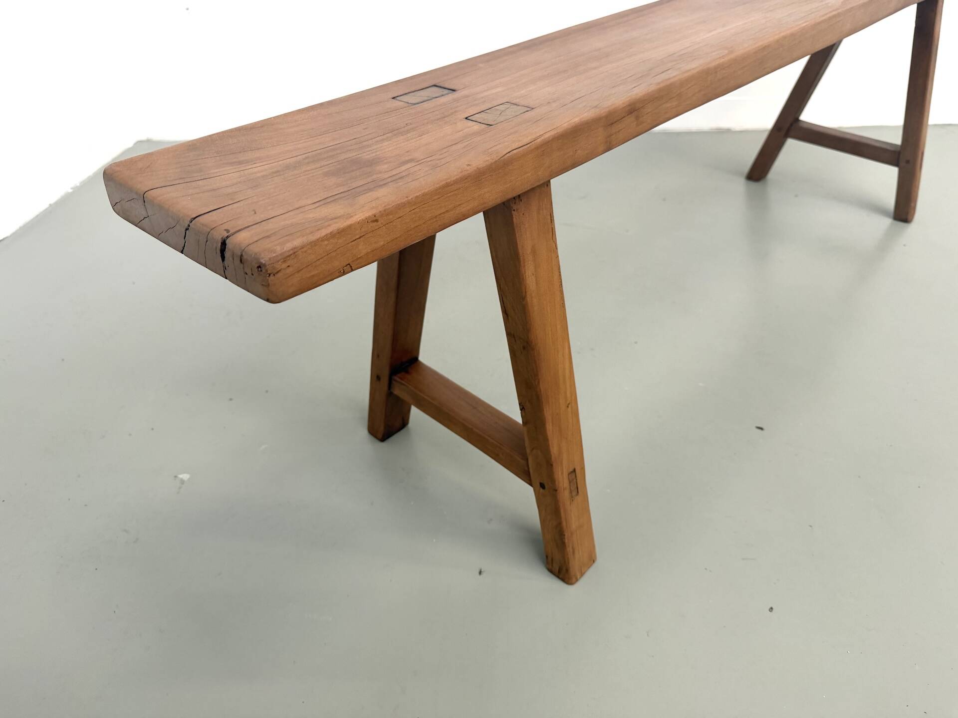 Restored solid walnut bench — 1950s