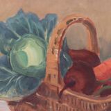 Original Swedish Oil on Canvas “Vegetable Basket” – G Wald Vintage