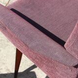 Pair of vintage purple velvet compass foot armchairs 1950s