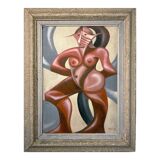 Painting "Nue Cubiste" dated 1959 HST signed Jean Gleyse (1915-1991)