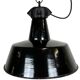 Industrial black enamel factory lamp with cast iron top, 1960s