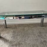 Vintage coffee table in brass and chrome metal from the 70s