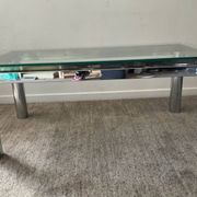 Vintage coffee table in brass and chrome metal from the 70s