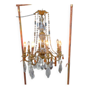 19th Bronze and Crystal Chandelier