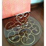 Orfèvrerie De Chambly France vintage Smoke Glass Inox Cheese Platter