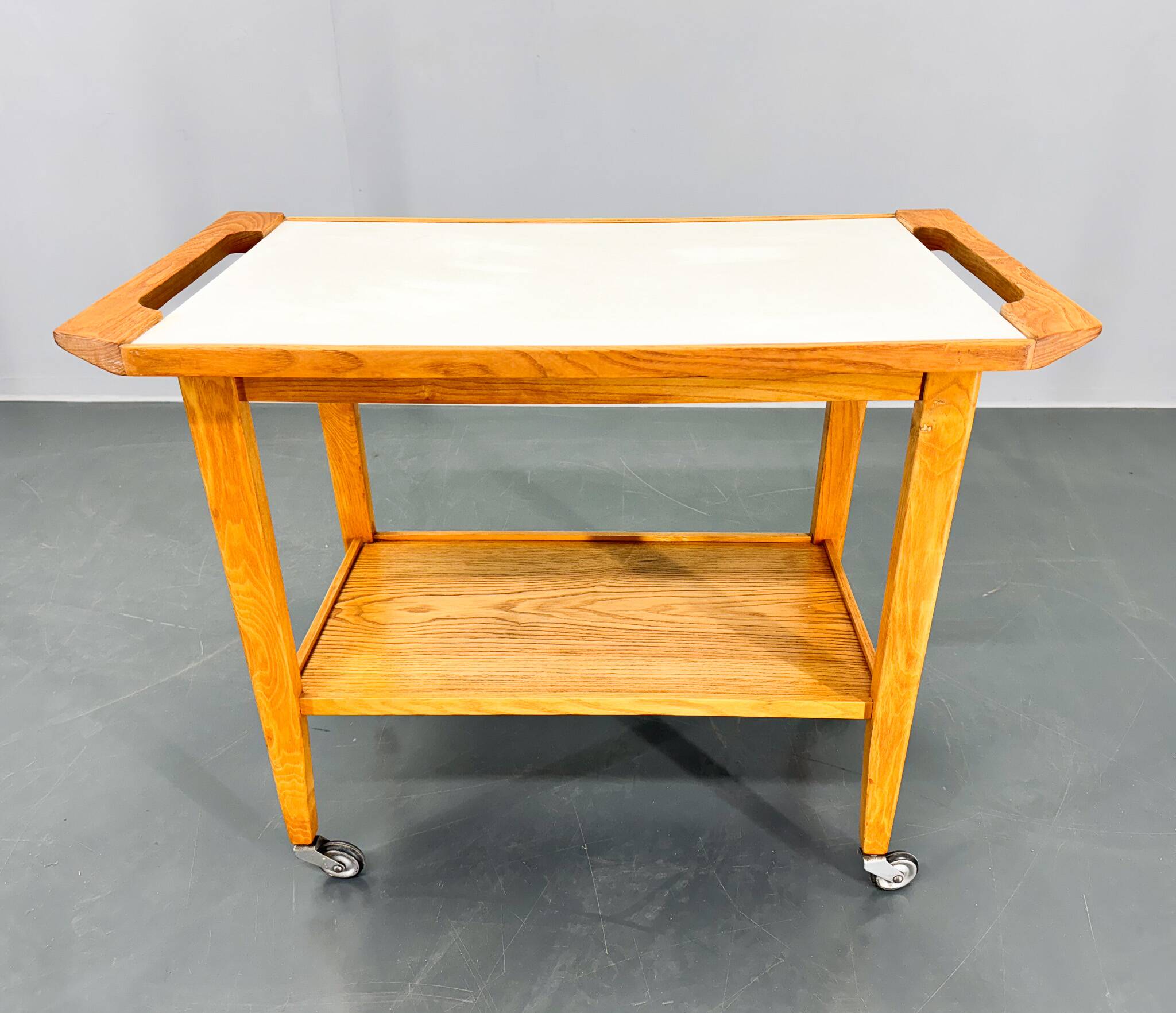 Vintage Wood and Plywood Serving Cart, 1970's