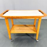 Vintage Wood and Plywood Serving Cart, 1970's