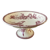 Compotier high in Terre de Fer Longwy model "Mésange" pink 1880 - XIXth