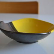 Bicolour ceramic cup in black and yellow signed Luc Vallauris 1950