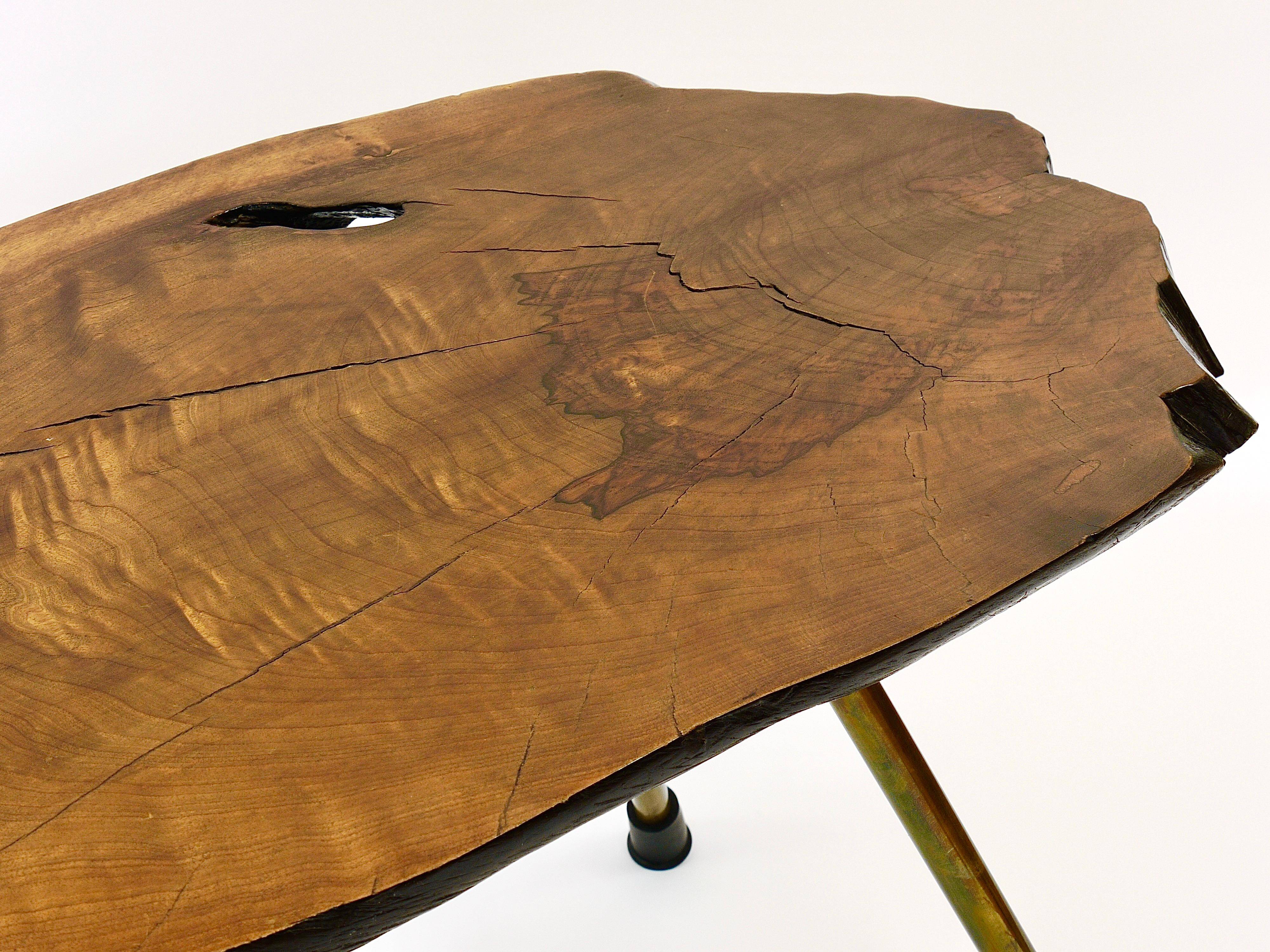 Original coffee table by Carl Aubock, large tree trunk in walnut from the mid-century, 1950s.