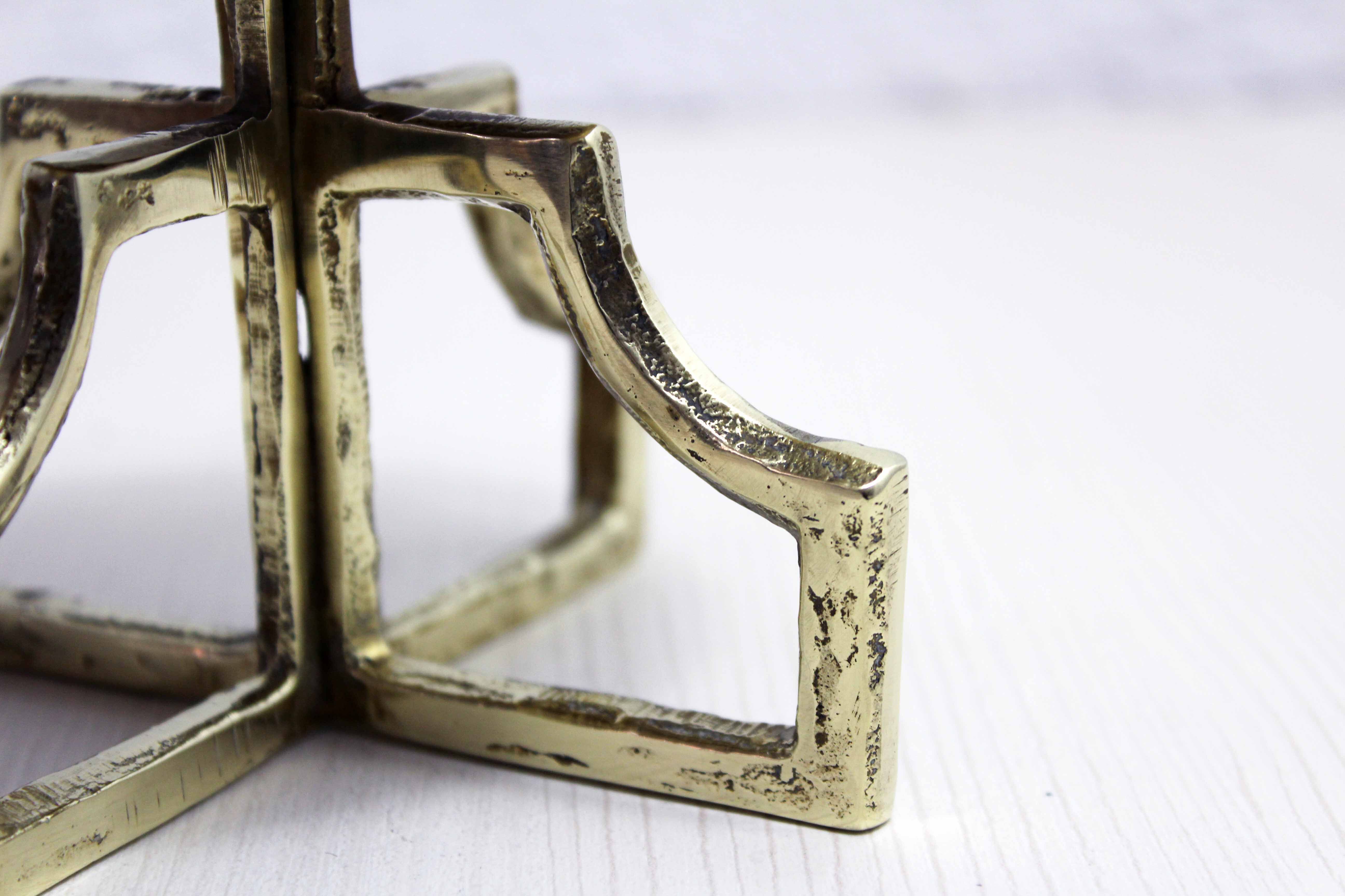 Brutalist brass candle holder