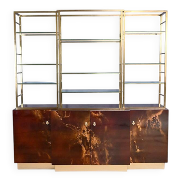 Rare lacquered library attributed to Guy Lefèvre, Maison Jansen – 1970