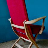 Paire de fauteuils rouges Danemark 1950