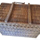 Wicker travel trunk xix metal clasps and cuffs