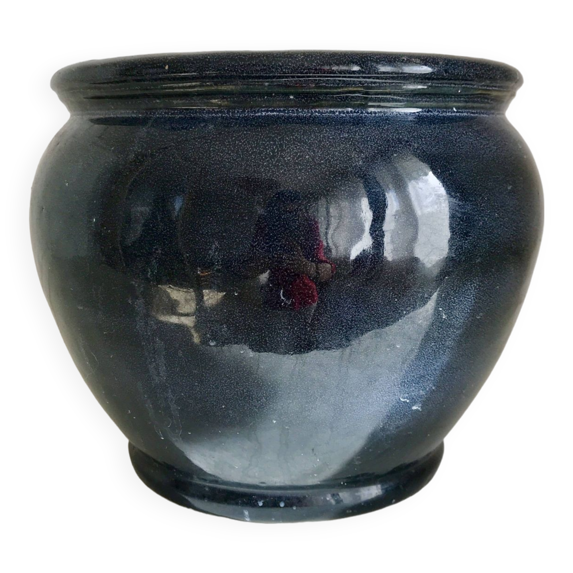 Cache-pot en céramique bleu nuit