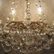 Ancient bronze and pampilles chandeliers with facets and crystal cups - old style - 6 fires