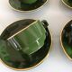 Suite of six green cups with saucers bistro /vintage style 60-70