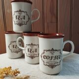 4 tasses / mugs thé beige & marron, de Churchill England