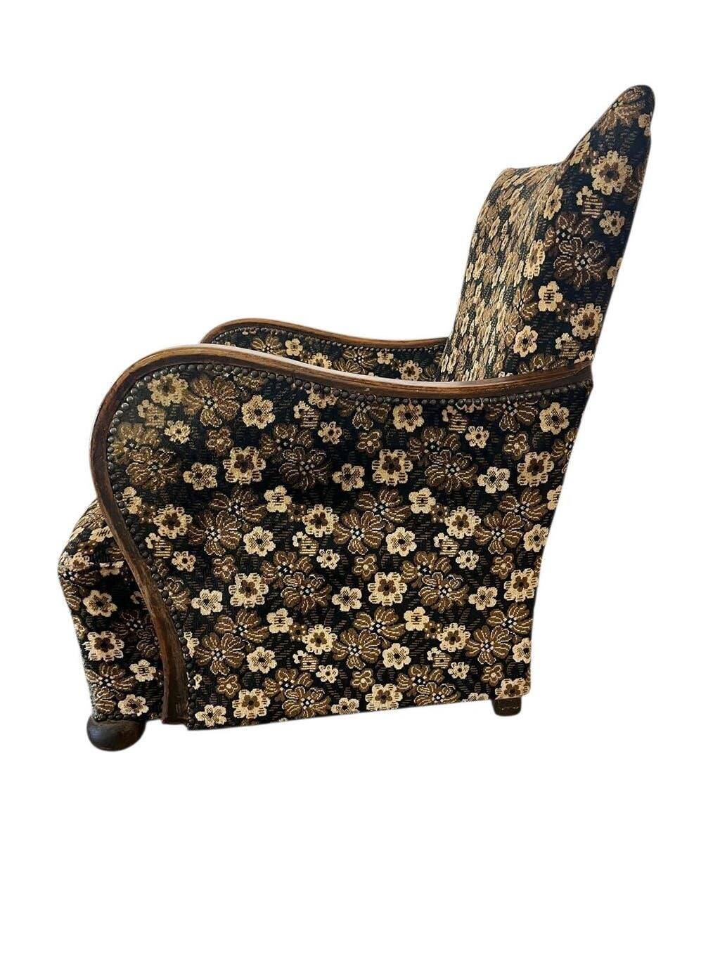 Vintage brown floral patterned cocktail chair/armchair
