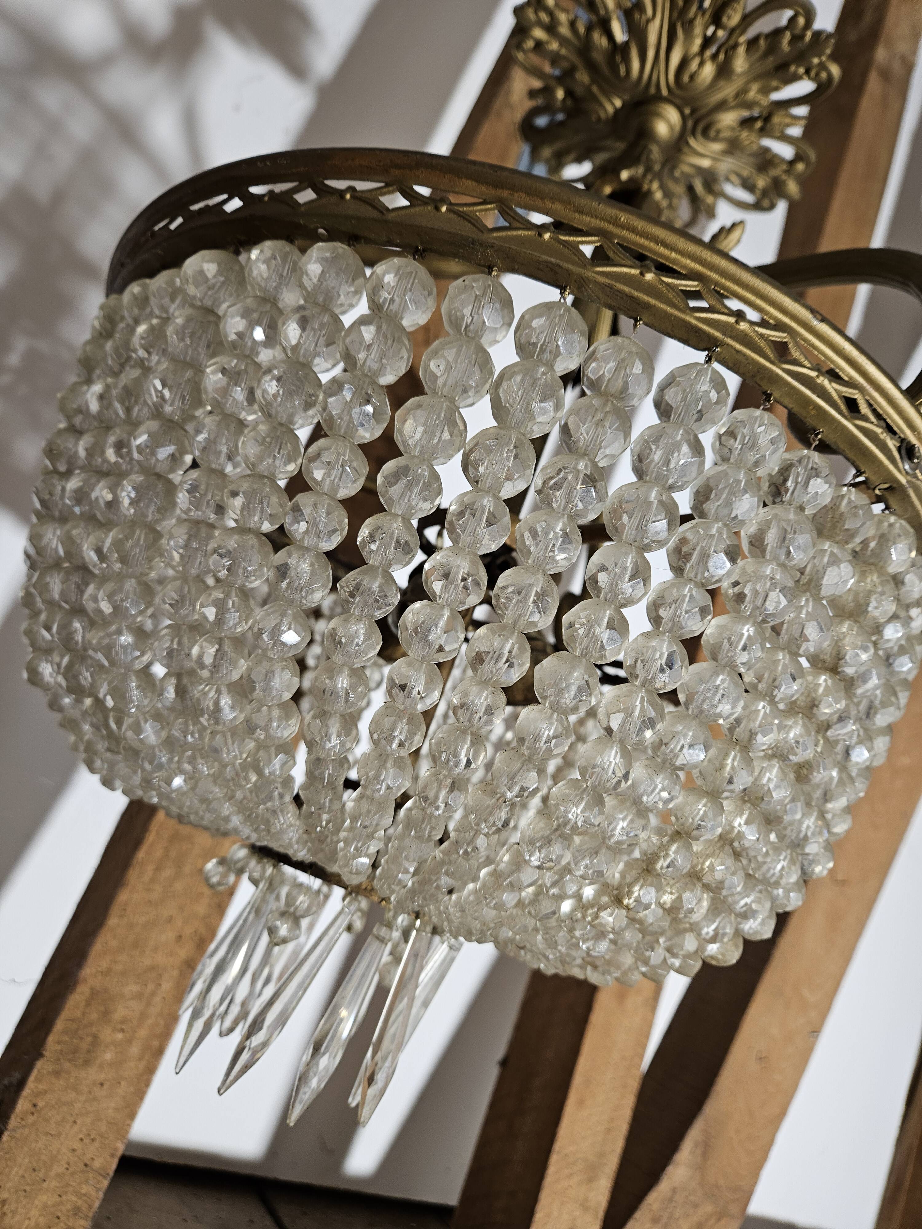 Napoleon III basket chandelier with tassels