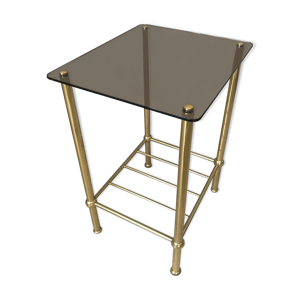 Table d'appoint en laiton et miroir