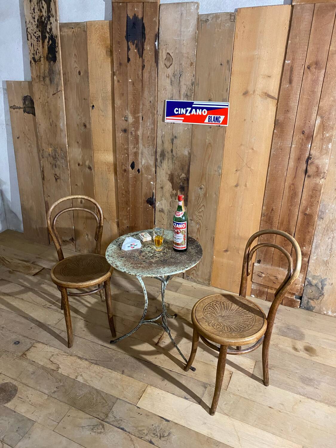 Old garden or bistro pedestal table