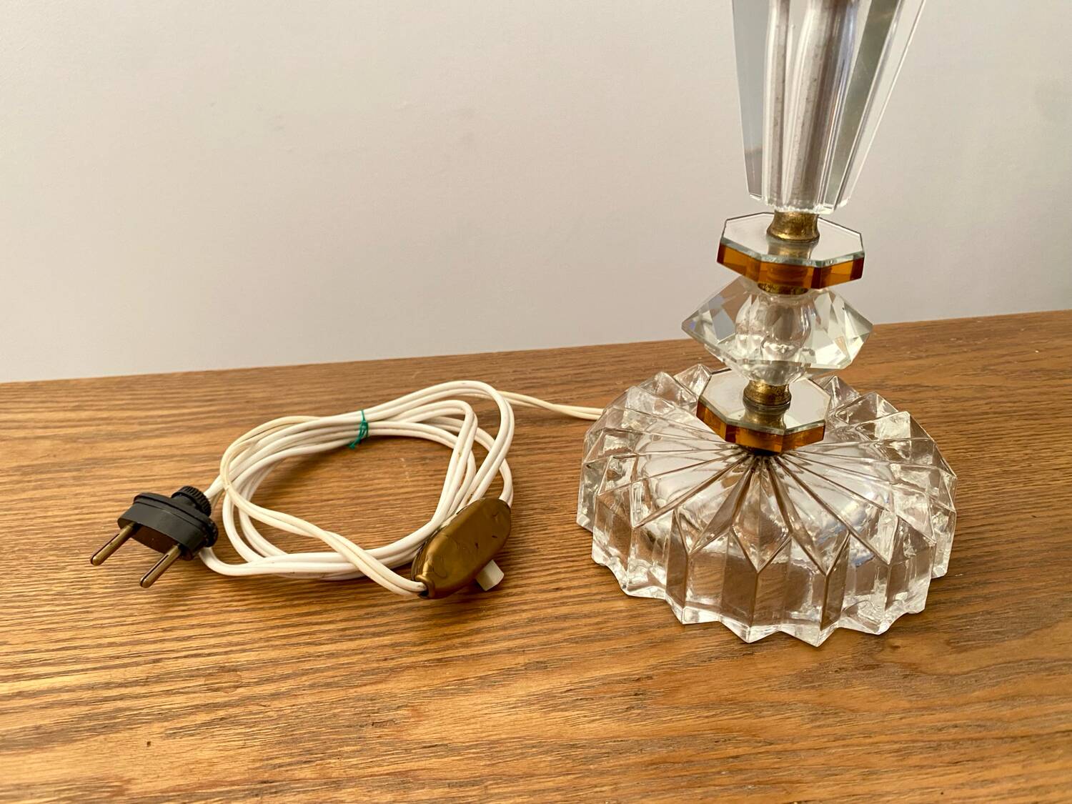 Art deco crystal blade base Val St Lambert Belgium glass & mirror