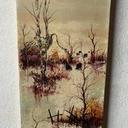 Tableau huile sur toile vintage