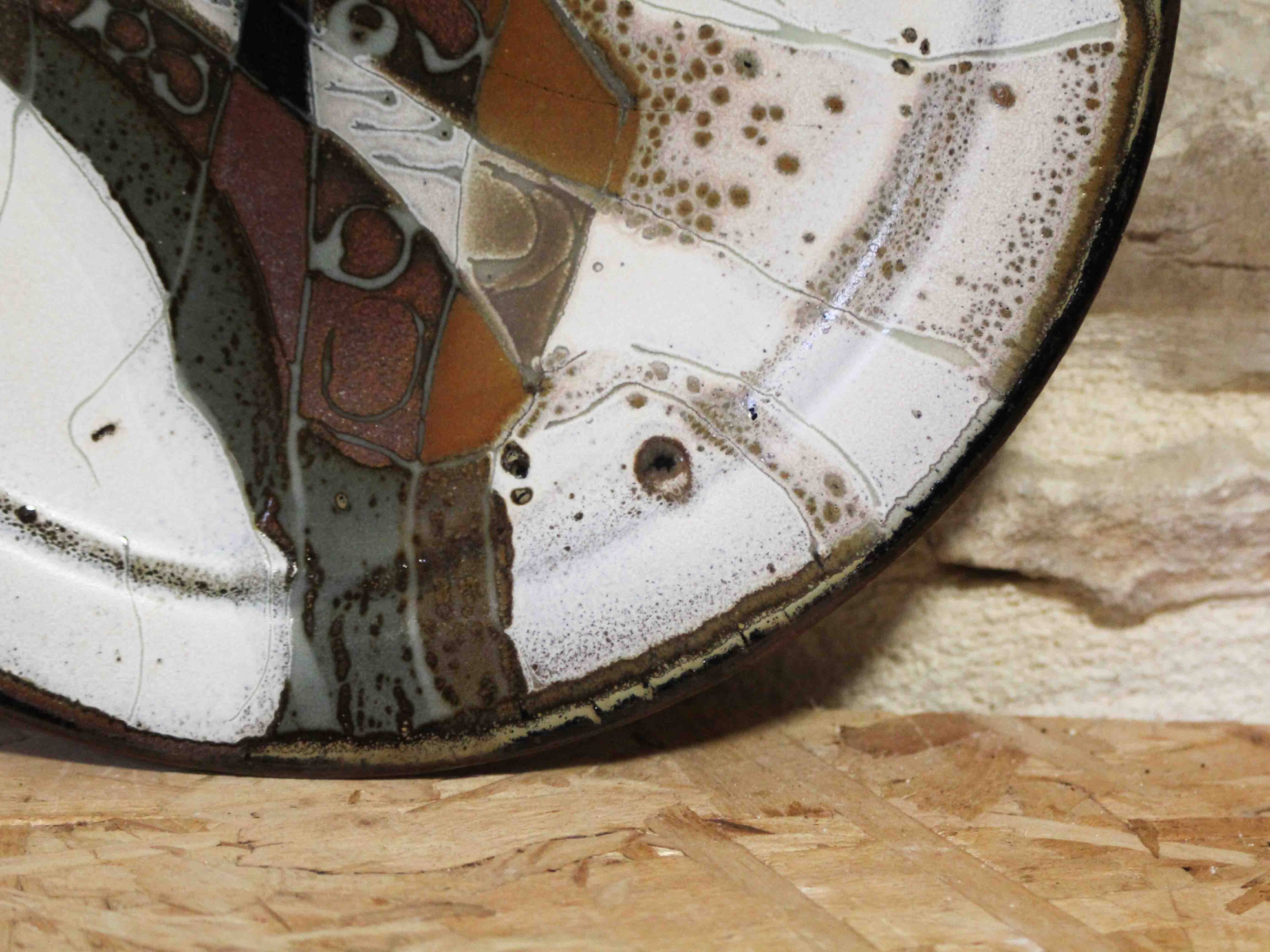 Decorative glazed stoneware plate by Patrick Rollet