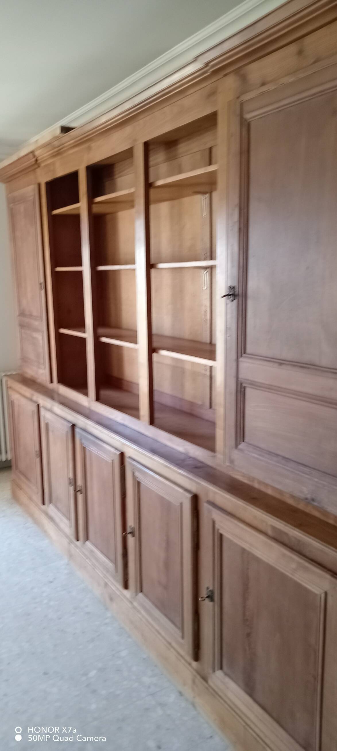 Library in solid cherry wood, Louis Philippe style.