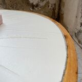 Round coffee table white ceramic and wood