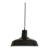 Old pendant lamp black enameled sheet metal industrial garage workshop vintage LAMP-7122