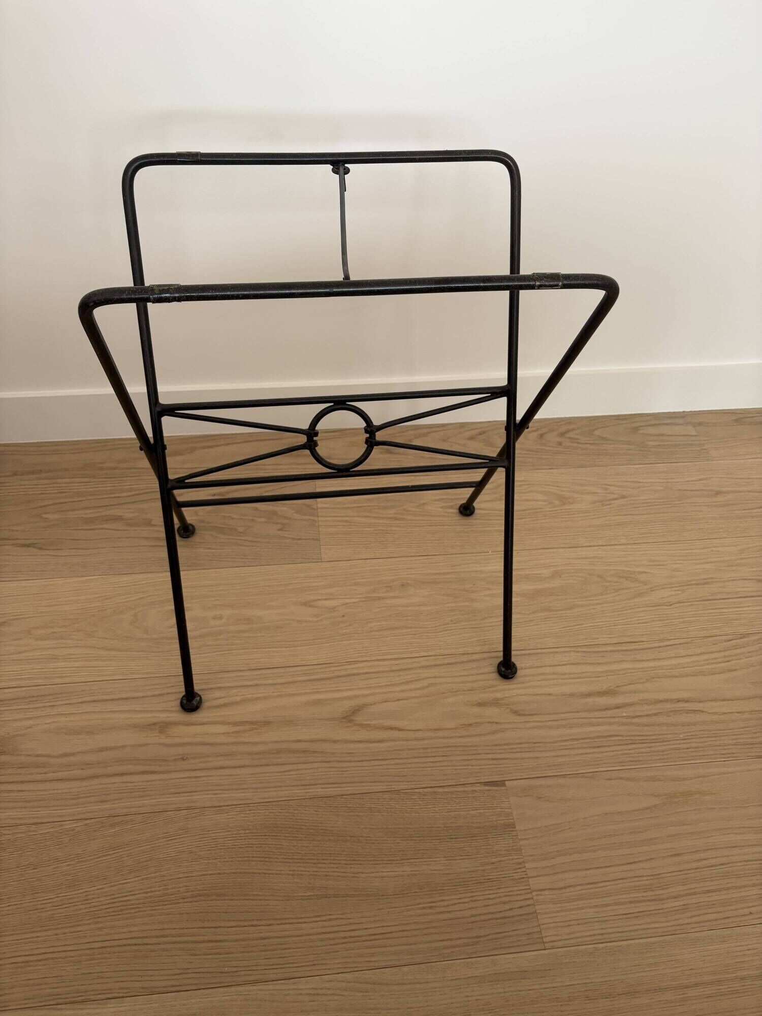 Pair of folding serving tables Grange in wood and wrought iron