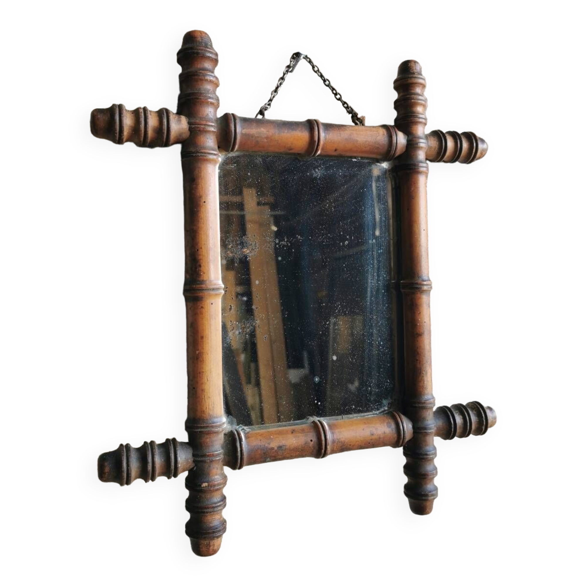 Wooden barber mirror