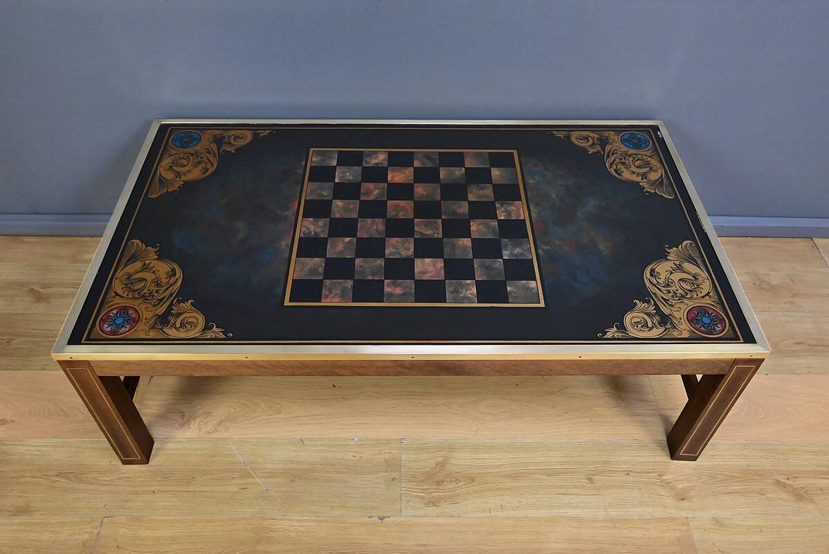 Grande table basse échiquier en acajou, goût Jansen – 2ème partie XXe