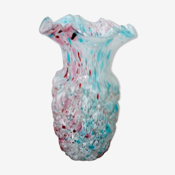Vase verre de Clichy bleu