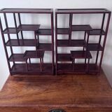 Set of 2 Asian wooden shelves