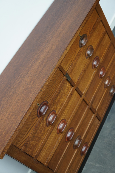 Dutch apothecary furniture in oak mid-twentieth century