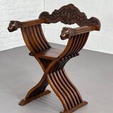 Vintage Carved Wooden Folding Chair