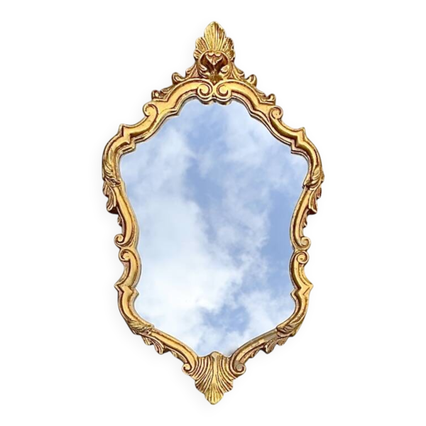 Miroir style Rocaille en plâtre doré, vers 1950 — Beyit