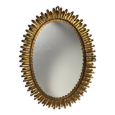 Miroir soleil en métal doré espagnol de style Hollywood Regency bohème du milieu du siècle, années 1960