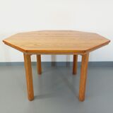 Table octogonale vintage des années 80 en orme avec rallonge