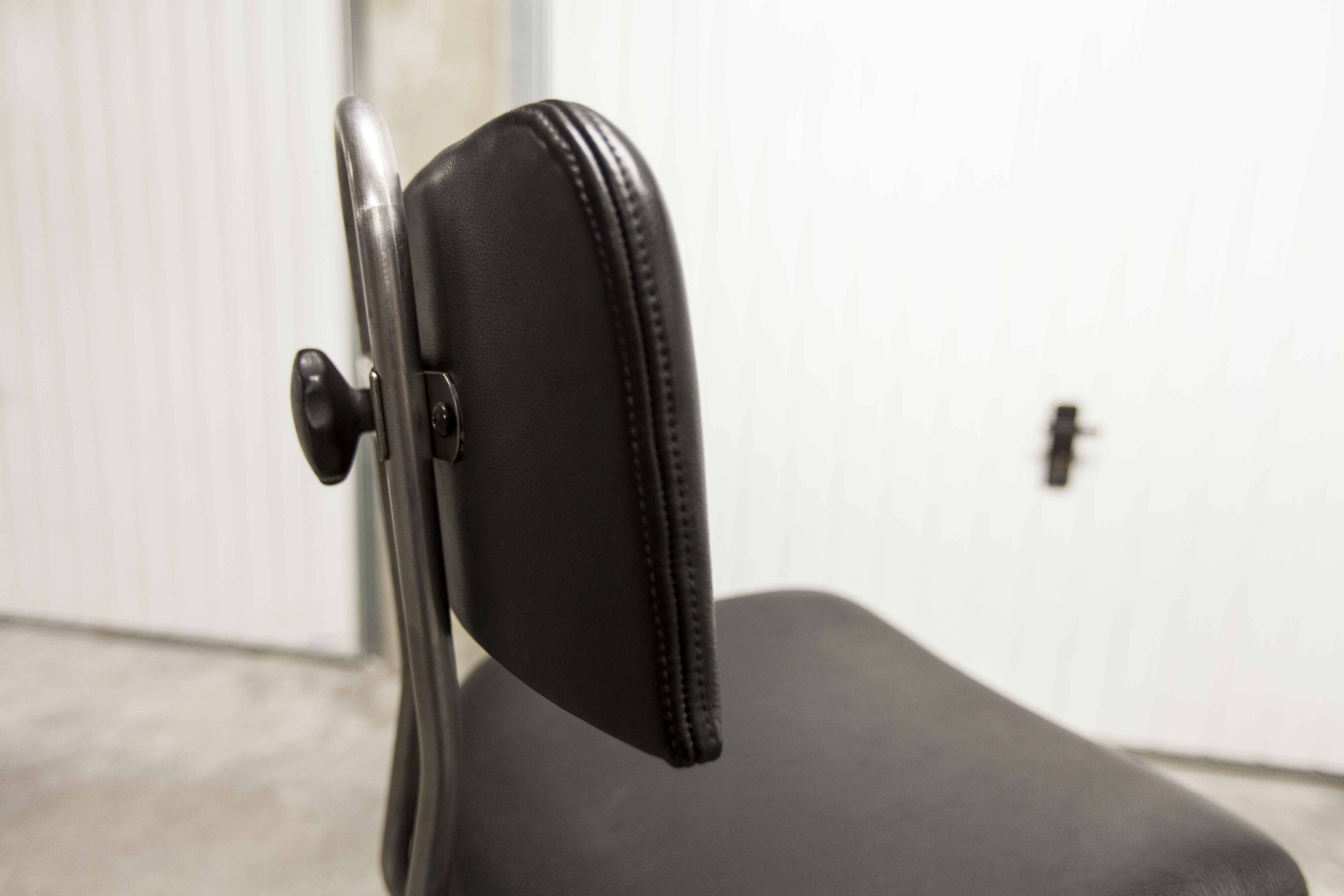 Pair of French Army telegraph operator's swivel chairs, new leather