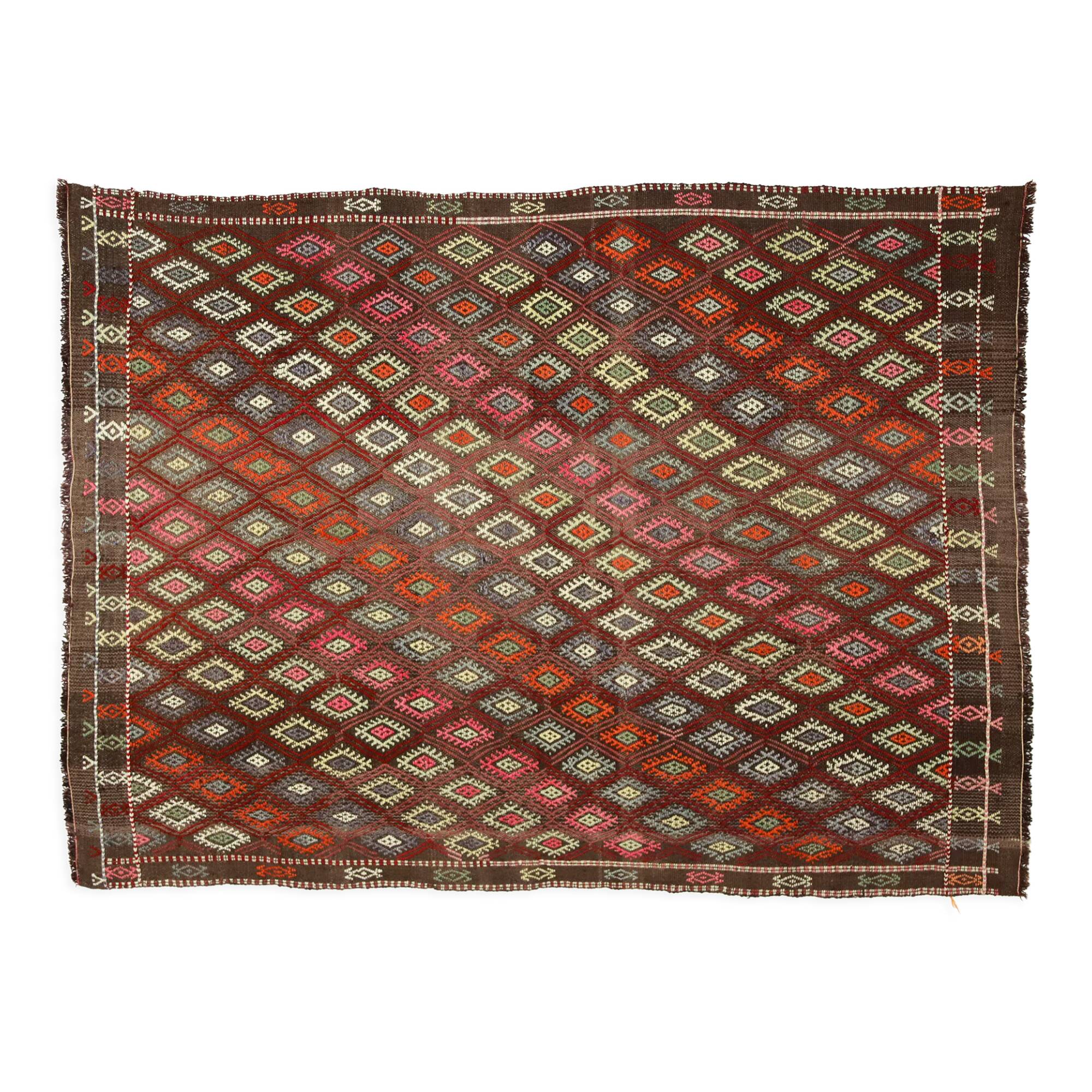 Anatolian handmade kilim rug 191 cm x 143 cm