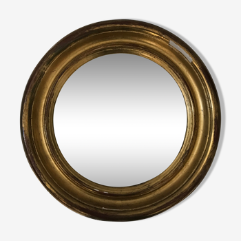 Ancien miroir de sorcière doré - 26cm