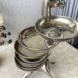 Bronze giraffe and silver metal servant
