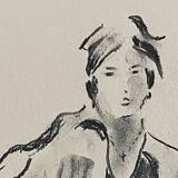 Signed charcoal painting of a female portrait "lady"